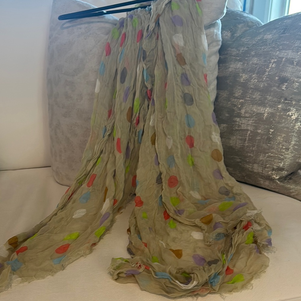 Cream multiple colored polka dot scarf.